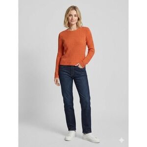 Polo Jeans Co Ralph Lauren Orange Cable Knit Cotton Crewneck Sweater Large L
